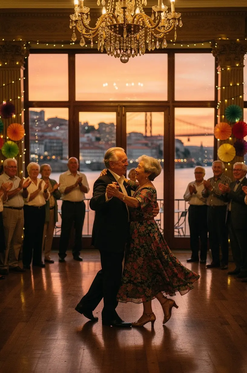 Supportive active aging environment with social dance activities.